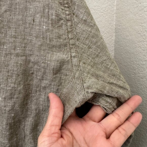 Frank Tailor Premium Collection Regular Fit Button Up Shirt Mandarin Neck Linen - Picture 4 of 9